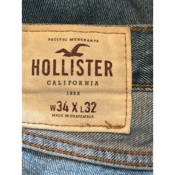 GUC Hollister California Men's Slim Straight Leg Jeans Distressed Size 34x32 - Picture 4 of 6
